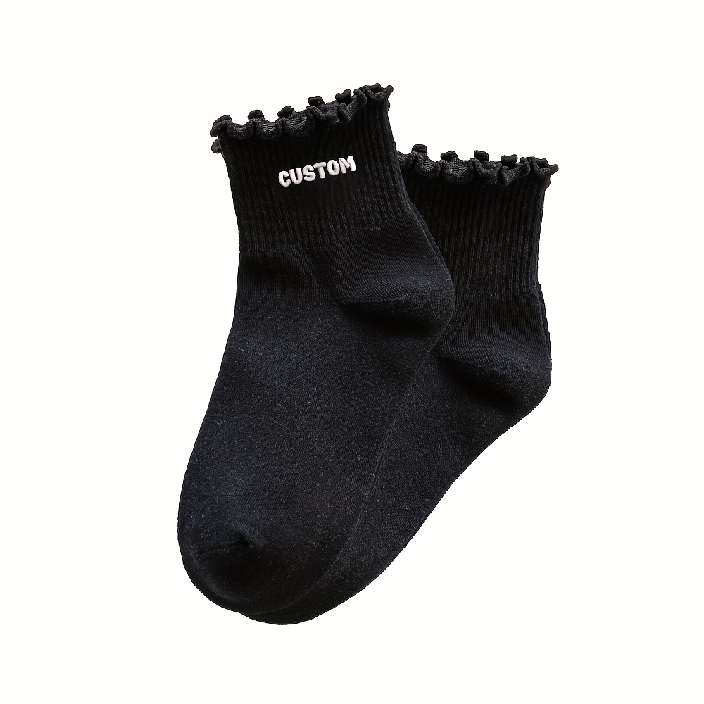 TEMU A Pair Of Custom Embroidered Mid-calf Socks, Personalized With Unique Text For Men And Beautiful Women, Featuring Fun Custom Images For Couples.