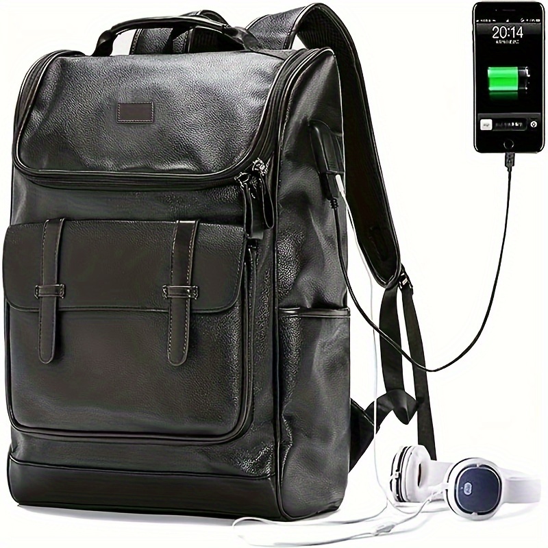 

Laptop Backpack For Men, Large Vintage Black Travel Backpack Fit 16'' Notebook, Casual Daypacks With Usb Charging Port, For Commute, College, Gift For Men Women