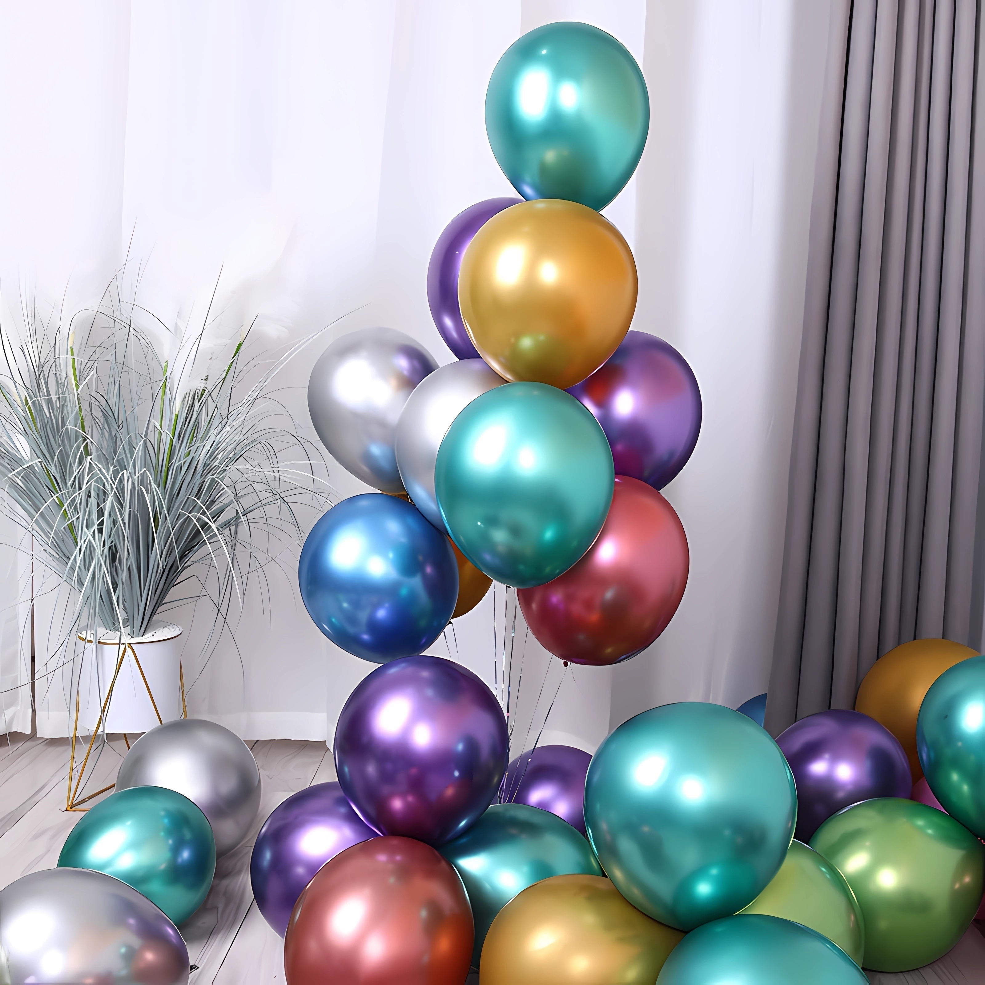 

30pcs Metal Color 5 Inch Balloons, New Year Wedding Decoration Arrangement Party Latex Balloons, Valentine's Day Decoration Easter Gift