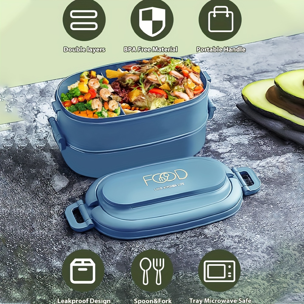 Rectangular Shape] Stackable Bento Lunch Box Utensils Leak - Temu