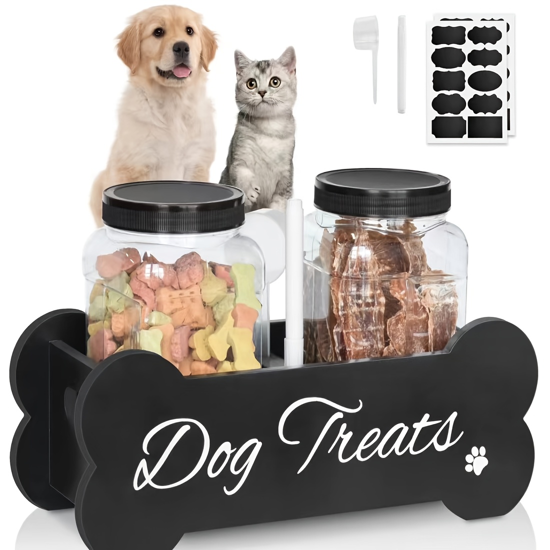 

Portable Wooden Dog Food Storage Container Set With 2 Bottles - Pet Material, Ideal For Home & Travel