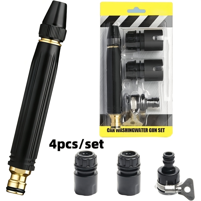 TEMU 4pcs/set Adjustable Spray Car Wash Gun, Multifunctional Nozzles Connectors, And Garden Watering