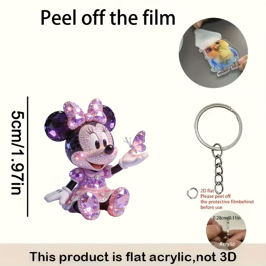E-shop 2D Flach, [2D Flach] ., Süßer Minnie-Acryl-Schlüsselanhänger, Funkelnder, Praktischer, Schöner Neuartiger Schlüsselanhänger/Schlüsselring,