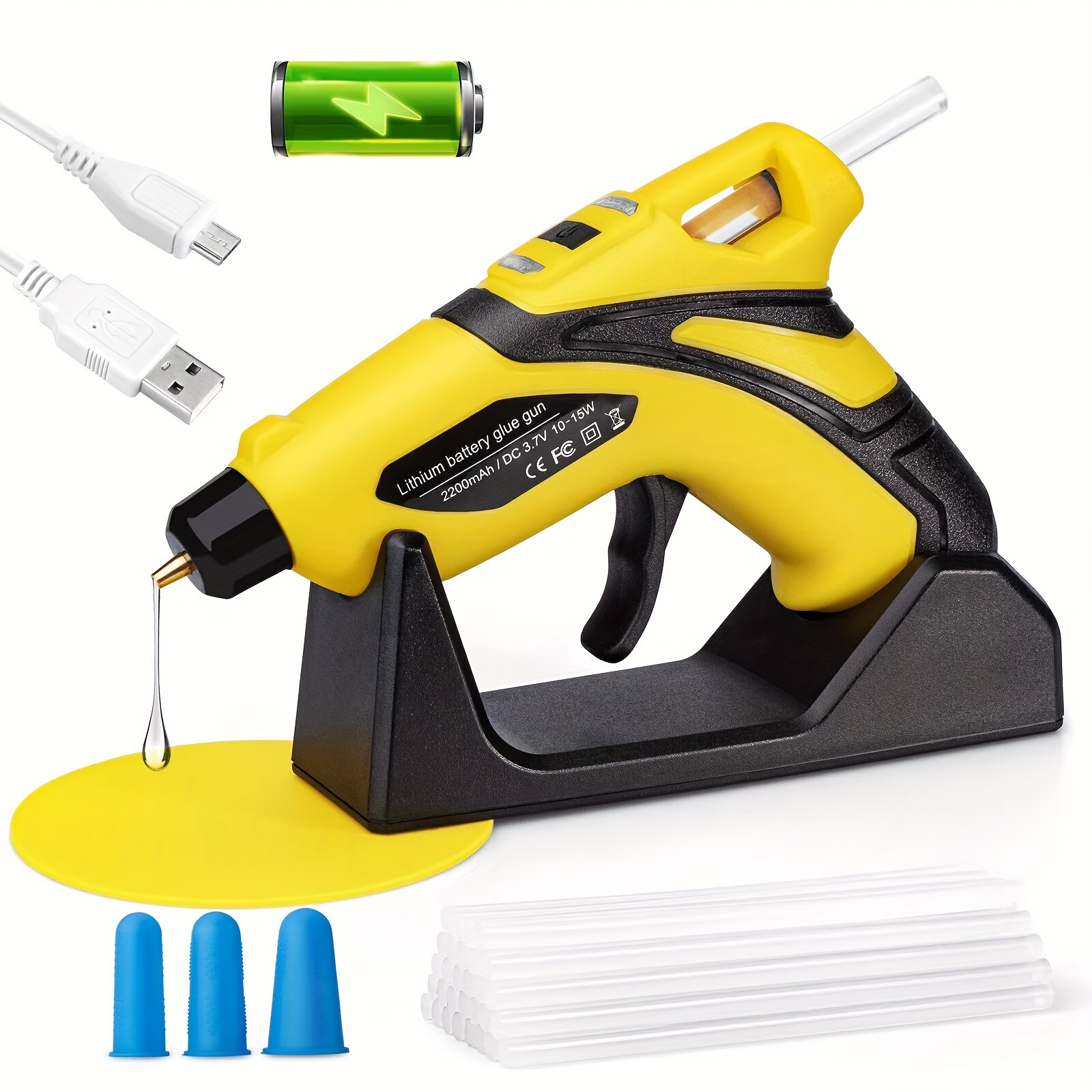 

Rechargeable Cordless Fast Preheating Hot Glue Kit With 30pcs Glue Sticks