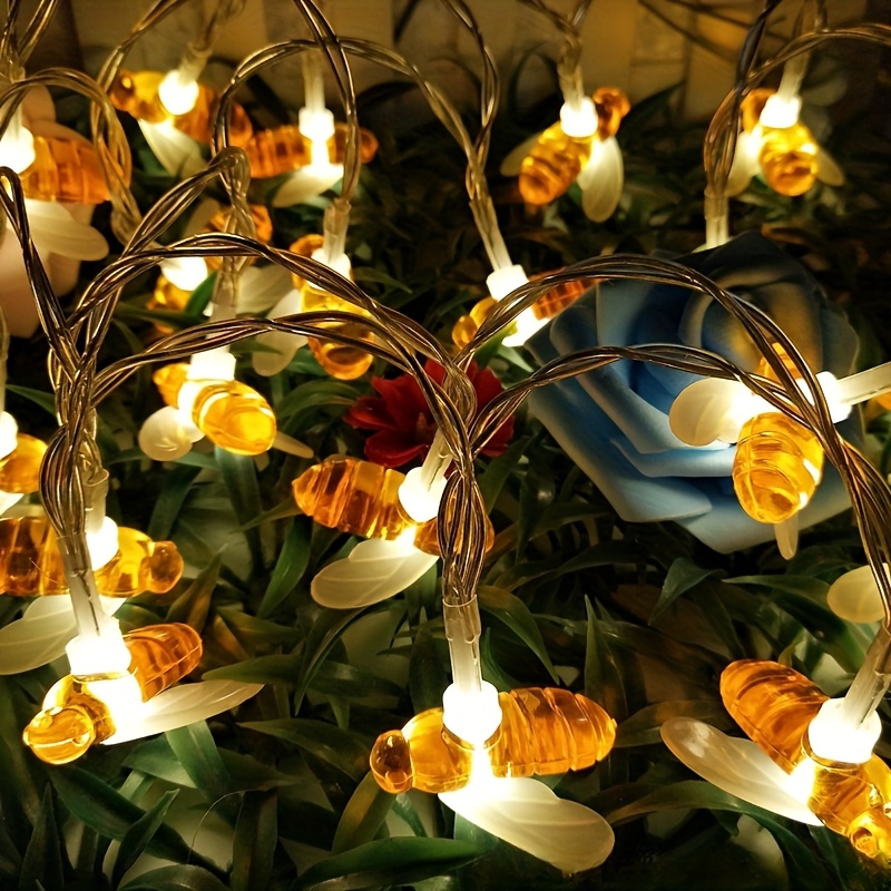 TEMU 1pc 20led Cute Honeycomb Decoration, Led Battery Powered (battery-free) Bee String, Suitable For Bedroom, Party, Wedding, Christmas Decoration