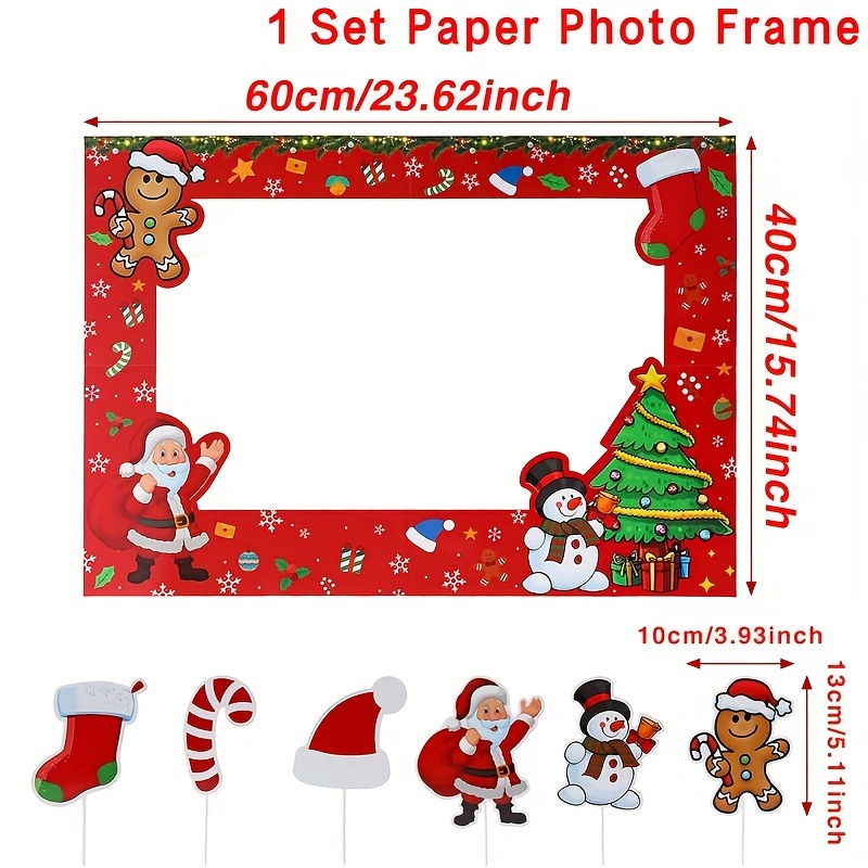 TEMU Set da 1, Cornice per foto , Cornice per foto con design di pan di zenzero, e , Accessori per photo booth per feste di Natale, Decorazione