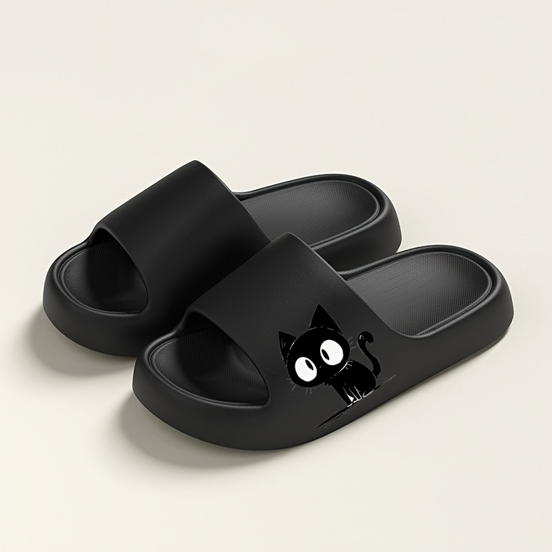Image of Cartoon Cat Lady Summer Slippers, Comfortable And Versatile Casual Sandals, Home Bathroom Slippers, Elegant Sandals.