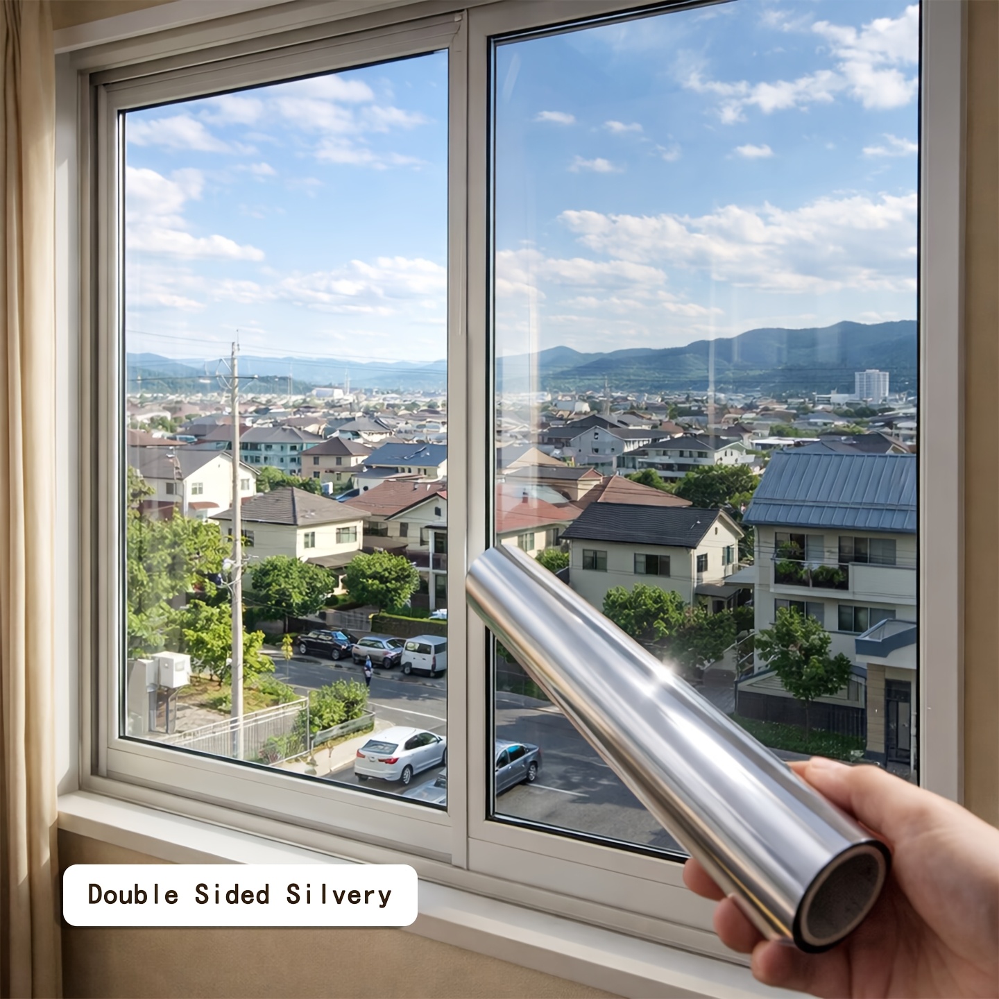 TEMU No Glue Static Cling Privacy Window Film Suitable For Home Bedroom Bathroom Office - Protection & Heat Blocking Glass Sticker, Static Cling Pvc