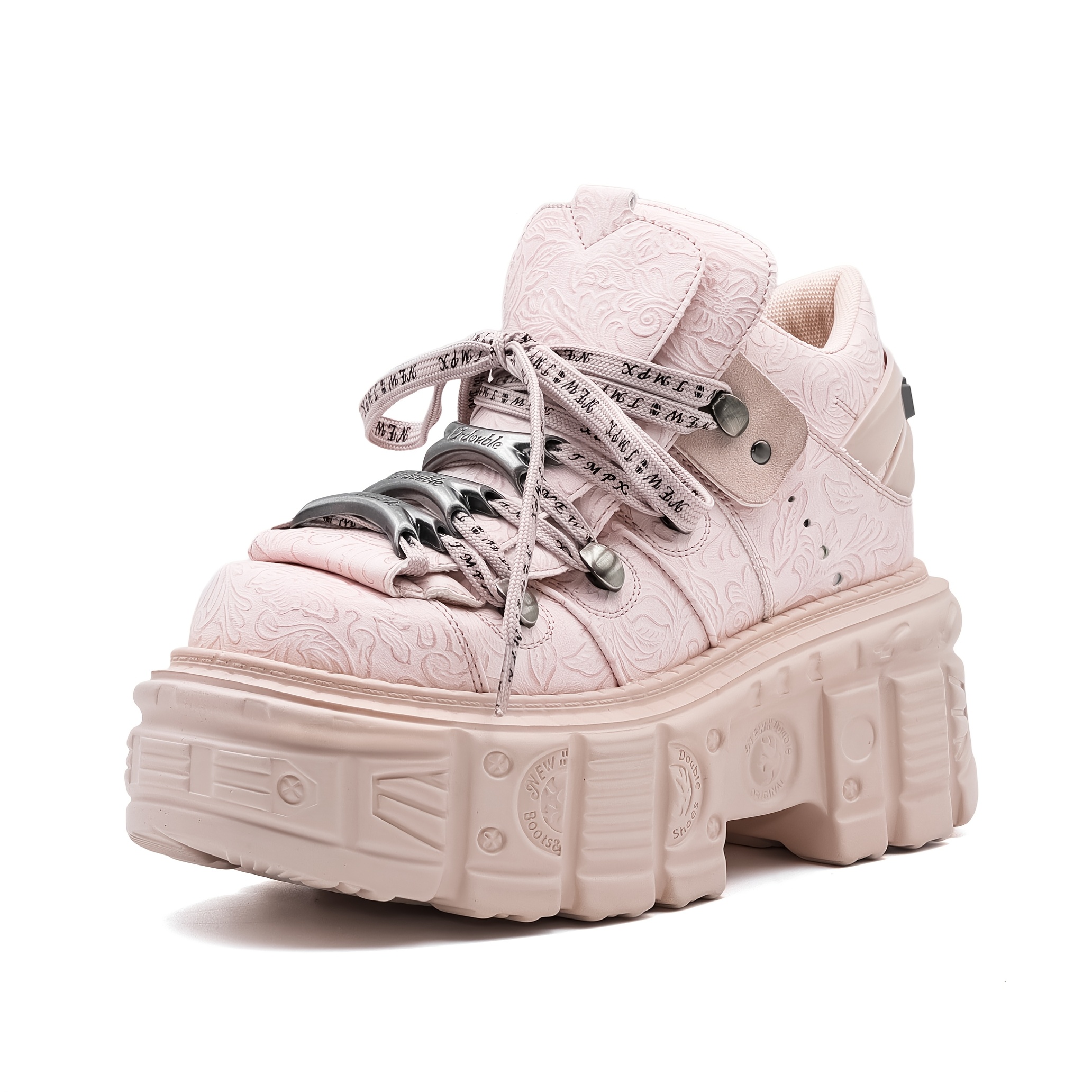 metal decor y2k gothic pink sneakers fashion womens flat - Temu