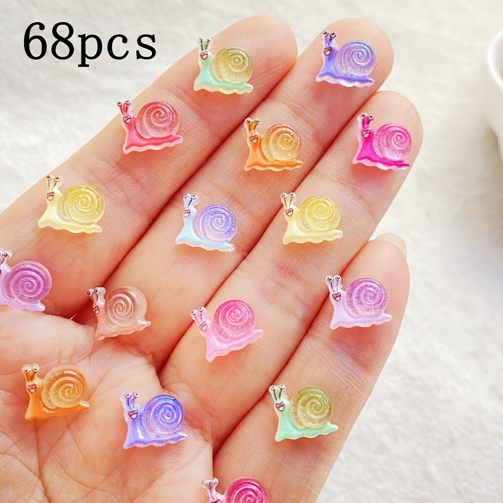 32/68pcs Resin Cute Cartoon Snail Rhinestones Nail Art Decorations - For Nail Art, Scrapbooking, Diy Wedding Decor - Ideal Gift For Valentine's Day, Easter, And Mother's Day