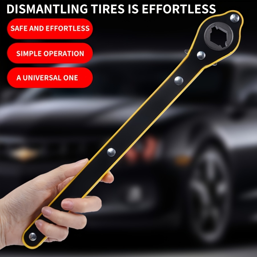 

' Effortless Jack Ratchet Wrench, Car Long Handle Lug Wrench, 360° And Reverse Knob Design, Garage Tire Wheel Wrench For Motorcycles, Suvs And Other Vehicles