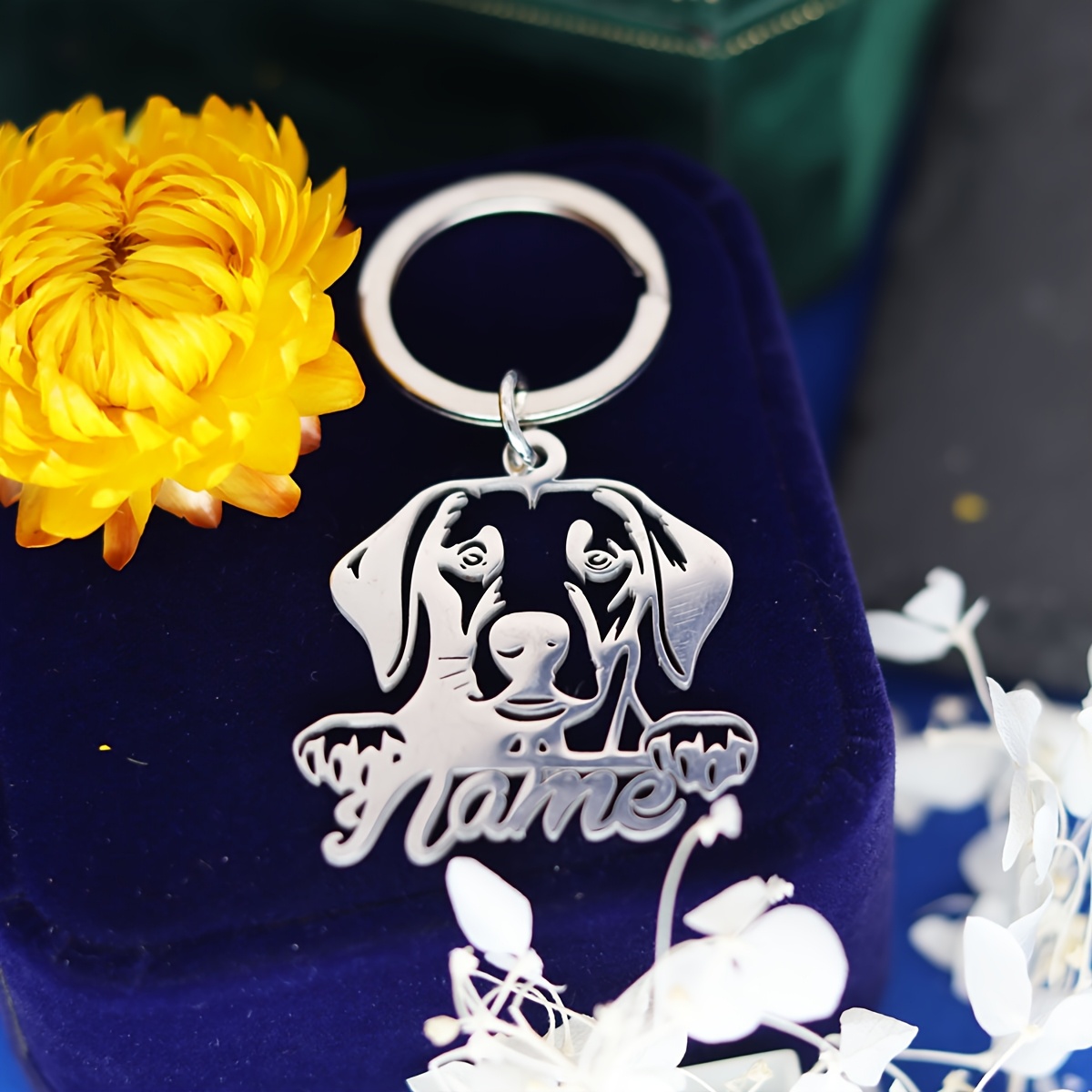 Image of Custom Engraved Dog Breed Stainless Steel Keychains - Personalized Keyrings For Men - Cute Animal Silhouette Keyholders - Durable Accessories Perfect For Dog Lovers And Gifts