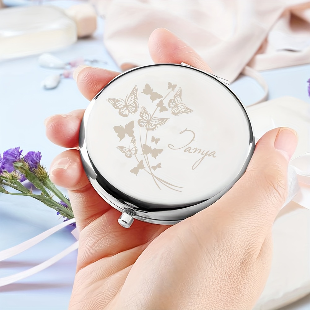 

Personalized And Flower Design Mirror Compact - A Unique Gift For Sisters, Friends, Birthdays, Anniversaries, And Weddings