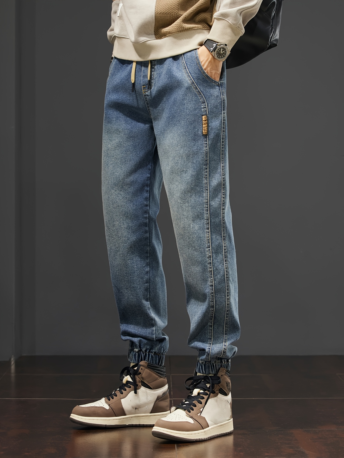 pantalones vaqueros tipo jogger cintura cordón puños Temu Ecuador