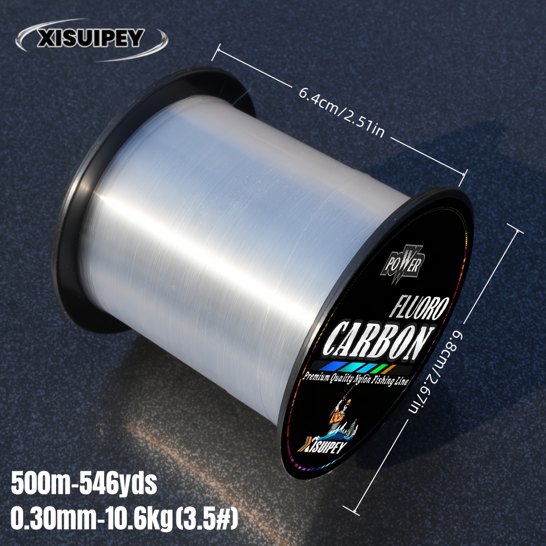 TEMU Fluorocarbon Fishing Line, 500m/546yd - Super Strong Nylon Carbon Line, Transparent White, And Durability, Suitable For Sinking And Fly Fishing,