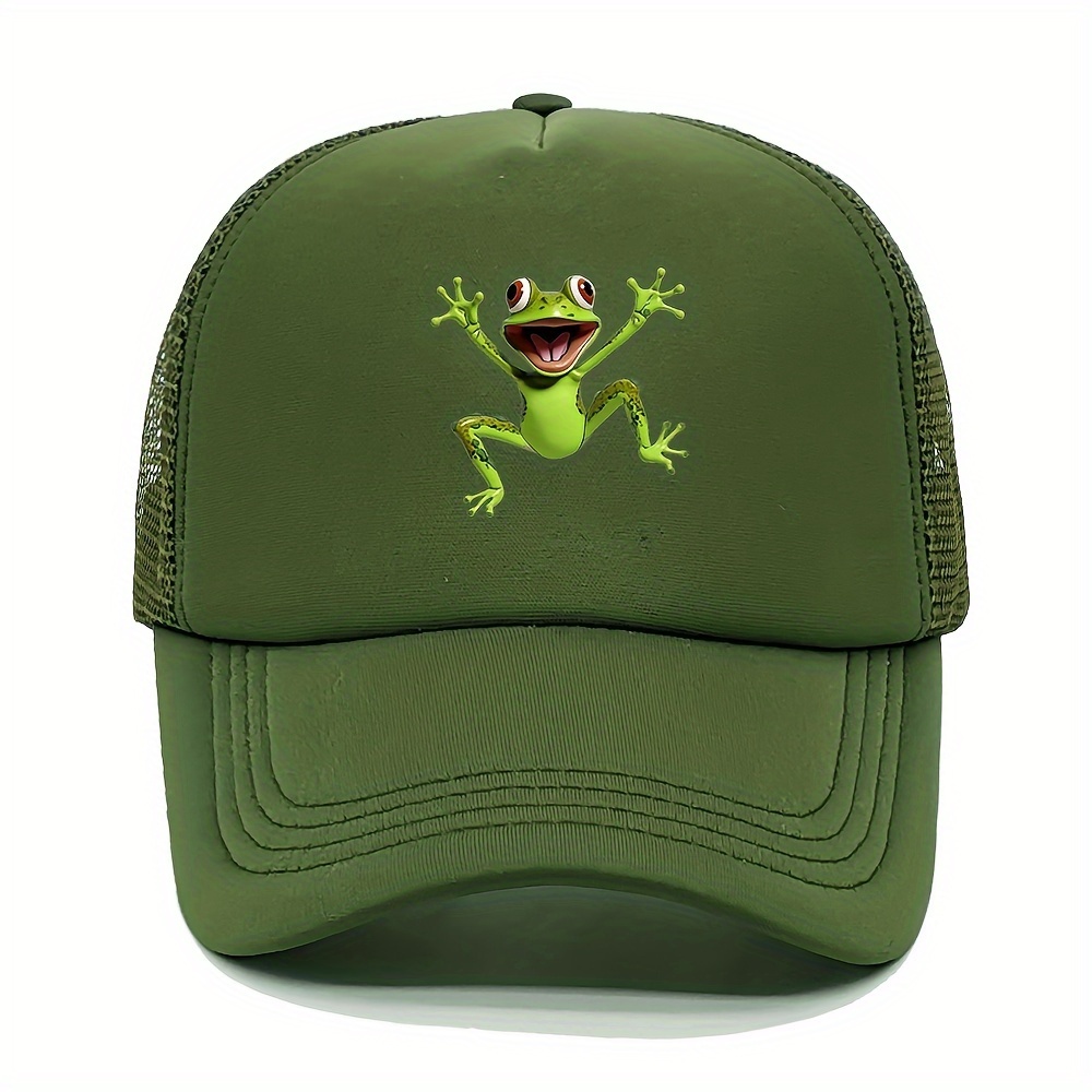Unisex Frog Print Trucker Hat Adjustable Snapback Baseball Cap Outdoor Funny Frog Trucker Hat – Embroidered Mesh Back Cap - Etsy main image 4