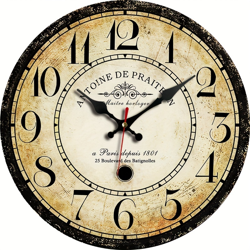 1 stück, europäische vintage-wanduhr im kreativen distressed-design, rund, für   als geschenk