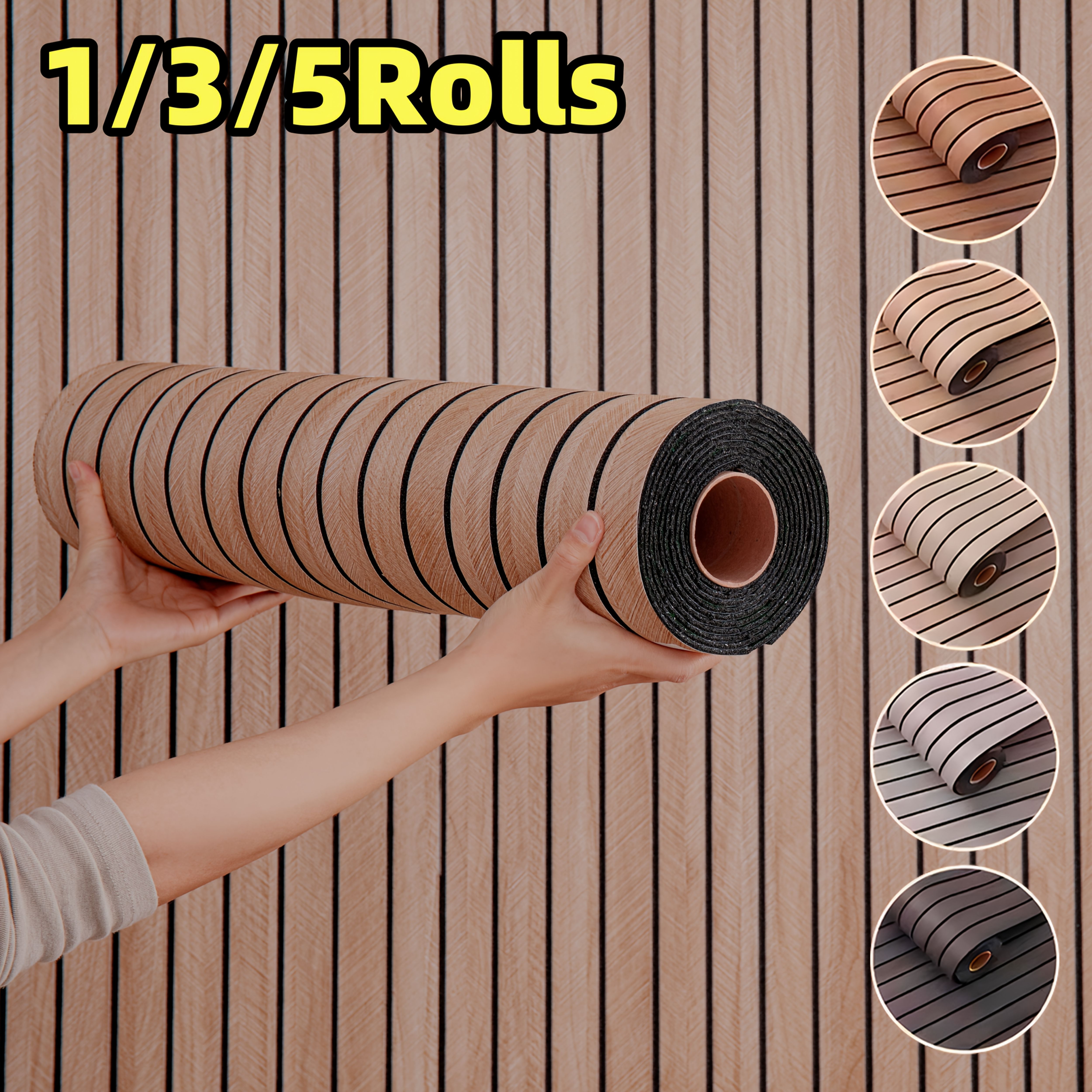 1 Roll, Simple Wooden Striped Self-* Wallpaper, Easy to Peel and Paste, Easy to Clean, Detachable PVC Wallpaper, Suitable for Kitchen, Bedroom, Living Room, Countertop * Decoratio