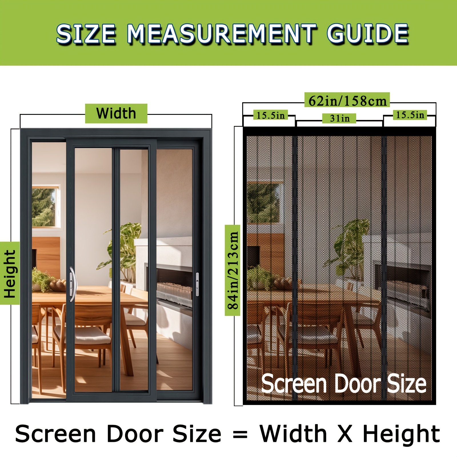 TEMU Heavy Duty Magnetic Screen Door With Double Opening, Self-sealing Magnets, Closure For Sliding Doors, Patio & Bedroom - Pet & , Black Mesh,