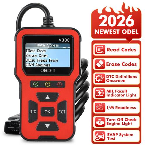 2026 scanner real time data professional mechanic obdii diagnostic code reader tool for car engine check light clearing error codes transmission i m readiness indicator without battery