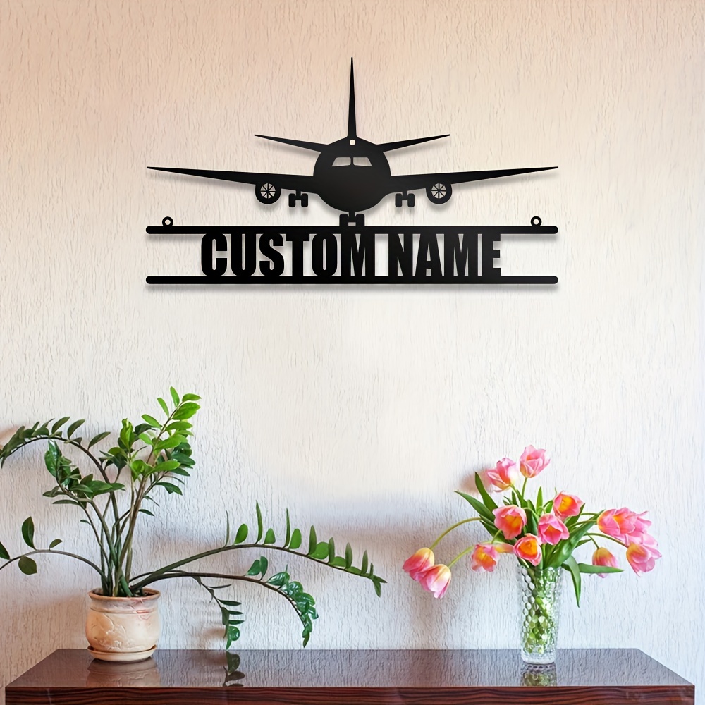 

Custom Model Aircraft Metal Wall Art, Personalized Name Logo, Iron, Home Decor For Living Room, Unique Wrought Iron Design