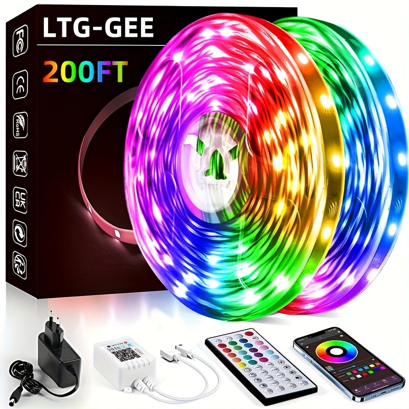 

Led Strip Lights 200ft (2 Rolls Of 100ft) Smart Light Strips With App Control Remote, Rgb Music Sync Color Changing Lights For Bedroom, Party Supplies, Home Decoration Halloween Christmas Gift