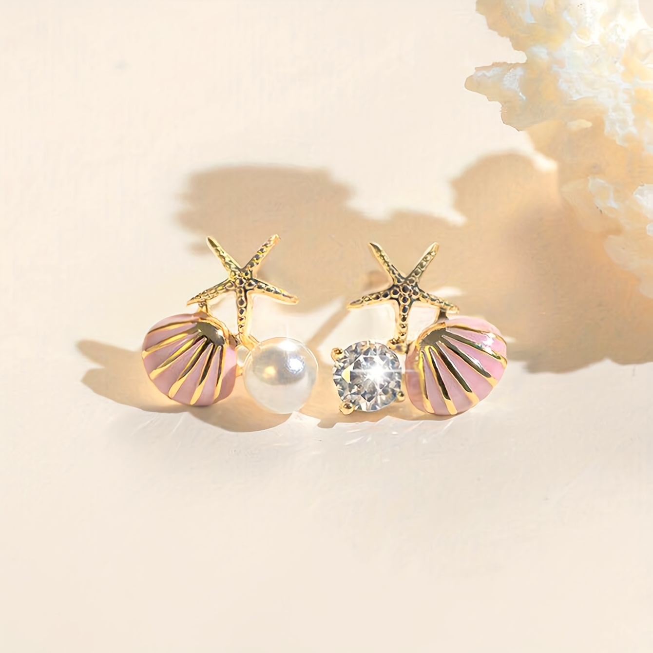 TEMU A Pair Of Women's Earrings, Sweet And Fashionable And Starfish Bead Design, New Year Gift Ear Jewelry