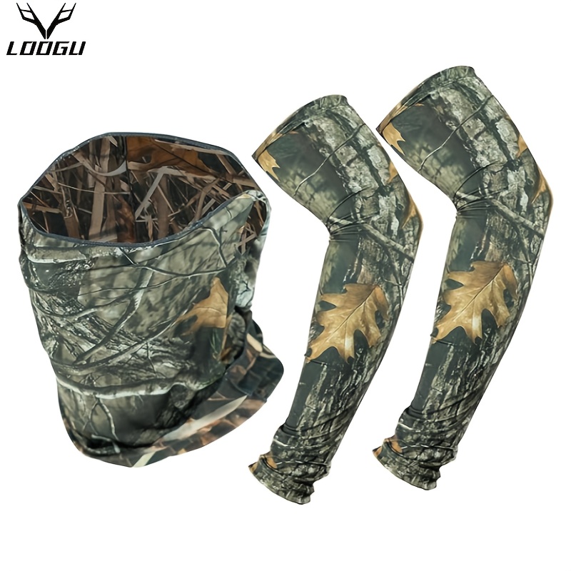 

Loogu Sun Protection Cooling Arm Sleeves Upf 50 Silk Neck Gaiter Camo All Weather Hunting Fishing Hiking Cycling