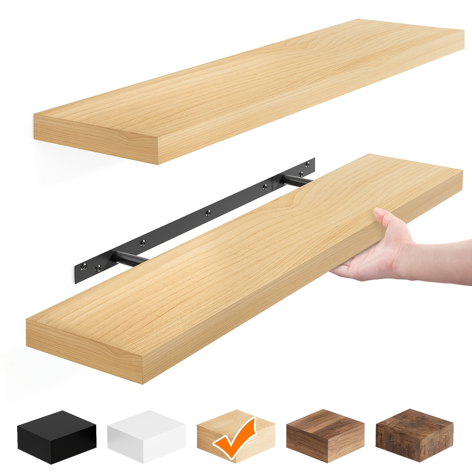 TEMU Tomnk Set Of 2 Floating Shelves For Wall, Invisible Mount Deep Storage Display Rack, Multipurpose Wall Organizer For Bedroom, Kitchen & Living