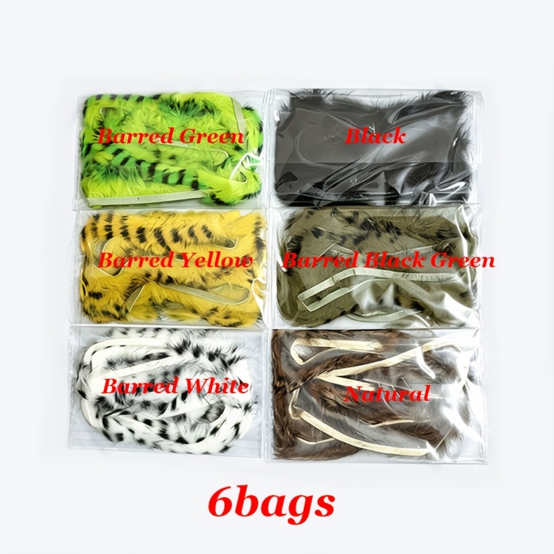 TEMU 6 Bags Rabbit Fur Strip Fly Tying Materials, Spotted Fur Strips Diy Artificial Fishing Flies Making Accessories Multi Color Fly Fishing Tackle