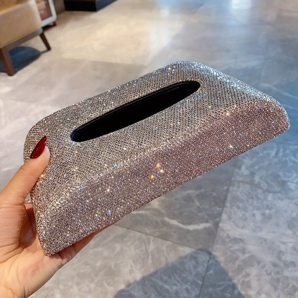 

Rhinestone Tissue Box , Diamond Car Tissue , Rectangle Organizer, Accessory For Vehicle