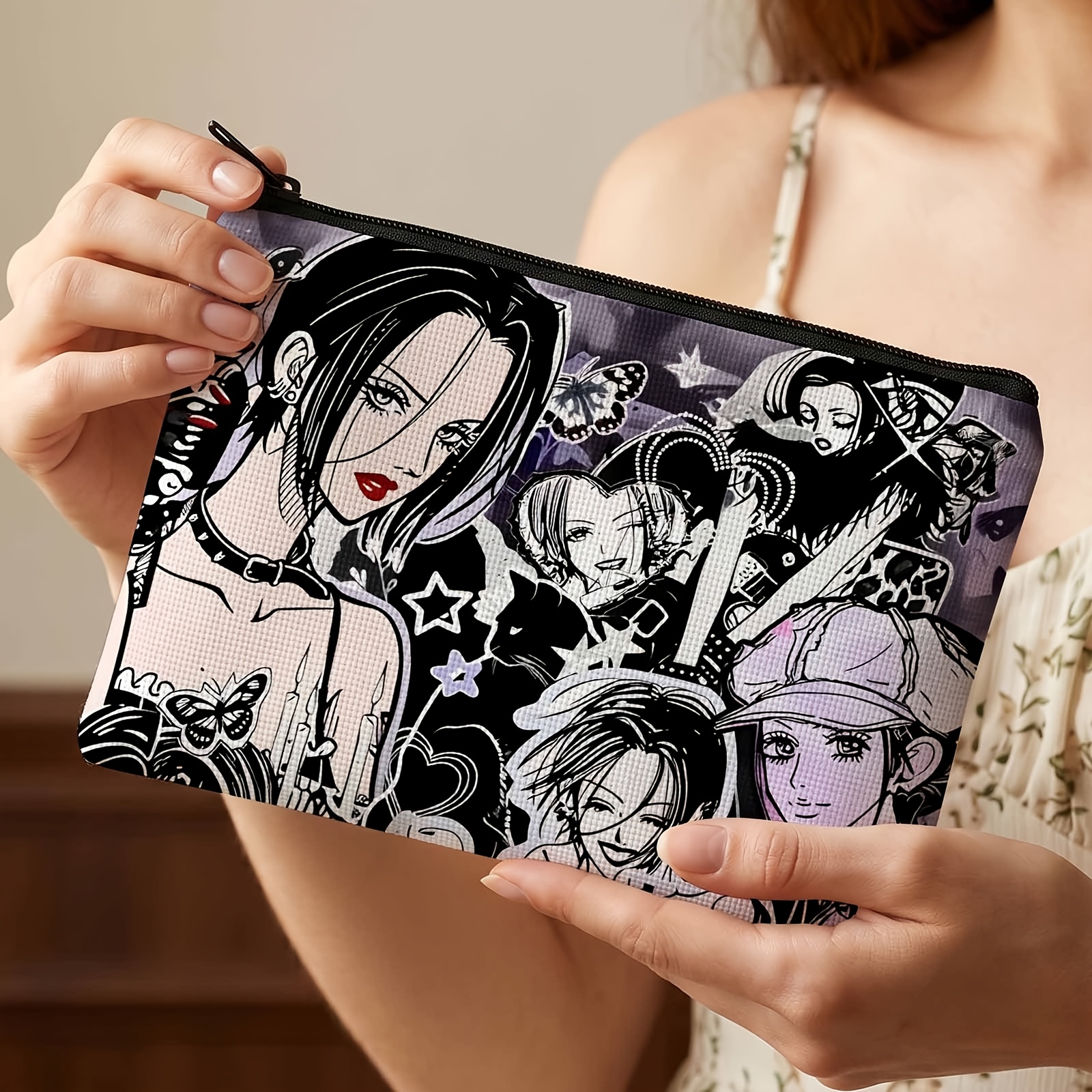 TEMU 1 pz. Trousse per trucco 2D con stampa piatta, design anime, per viaggi o per riporre il trucco i , con stampe di personaggi