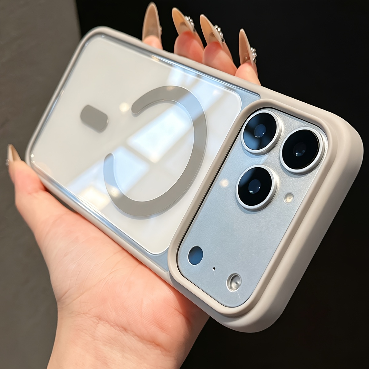 TEMU Phone Case: New Magnetic Transparent Case Compatible With Iphone 17 Air 17pro 15 14 13 12 11 Pro , Transparent Back, Than Camera Protection,