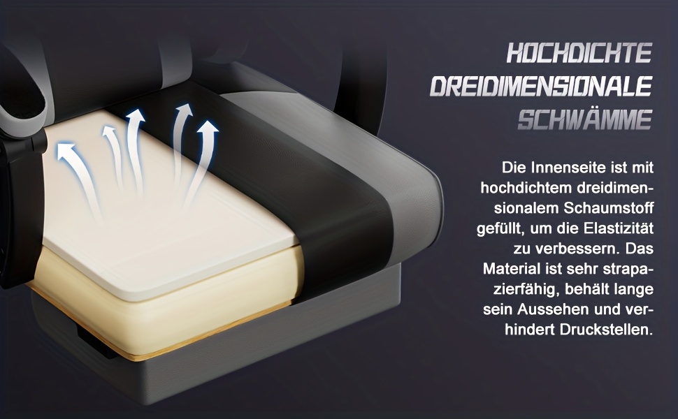 Fauteuil de Gaming avec Repose-Pieds, Fauteuil Ergonomique pour Gaming, Fauteuil à Bras avec Coussin Lombaire Réglable, Support Lombaire et Appui-Tête Ajustables, Pivotant à 360° et Conçu pour un Poids jusqu'à 150 kg