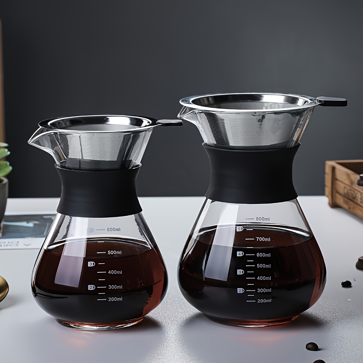 

1pc Distributeur de café avec filtre en acier inoxydable, récipient à café en verre, distributeur de café infusé à froid, cafetière à café glacé et à café infusé à froid