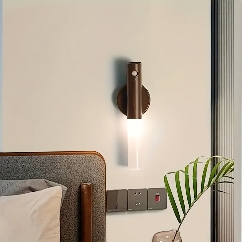 

Rechargeable Motion Sensor Wall Light – Modern With , Usb-powered Night Light For Living Room, Bedroom, Hallway, Closet & Stairs, Wooden , Space-themed Decorative Lighting