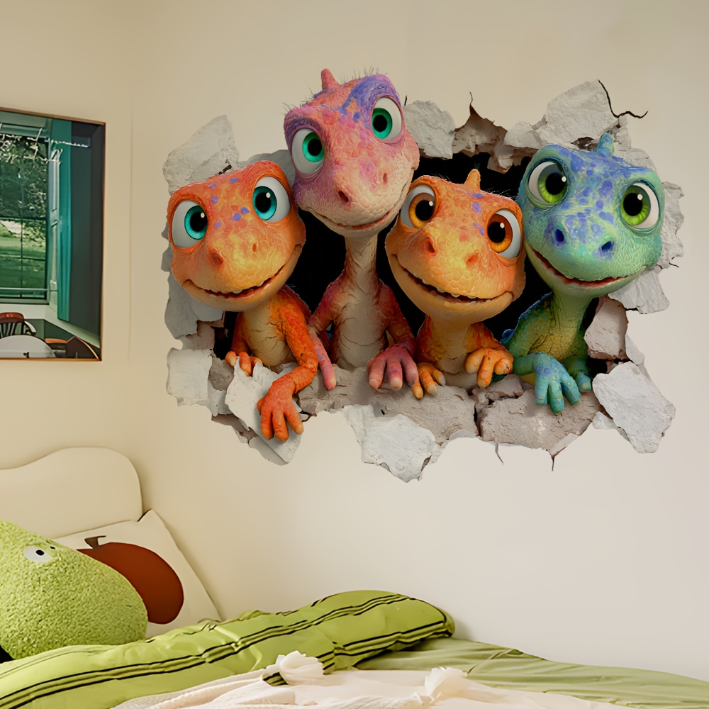 Self-adhesive 3d Dinosaur Wall Decals - Cute And Fun Decorative Stickers For Home, Bedroom, Living Room