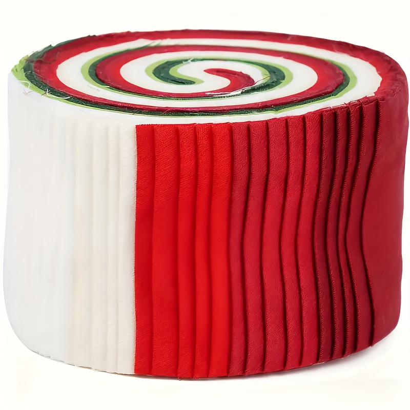 TEMU 40 Christmas Quilting Fabric Strips - Pre-cut Roll Of Decorative Square , Jelly Roll Pack For Diy Sewing And Quilting, Crafting, Bed Sheet And