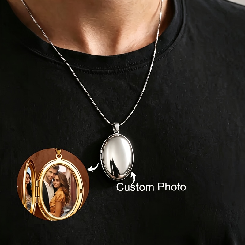 Customizable Stainless Steel Photo Heart Pendant Necklace