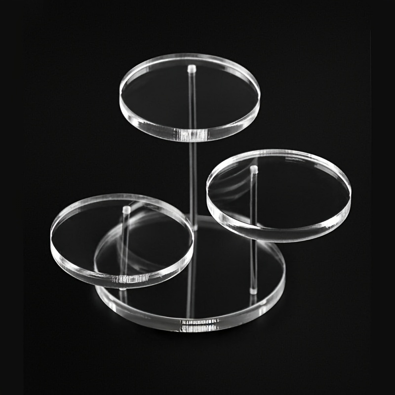 TEMU 1pc 3-tier Transparent Display Stand, Thickened Acrylic, For Rings And Watches, Mini Manual Base Ladder Tray, For Jewelry And Perfume Storage,