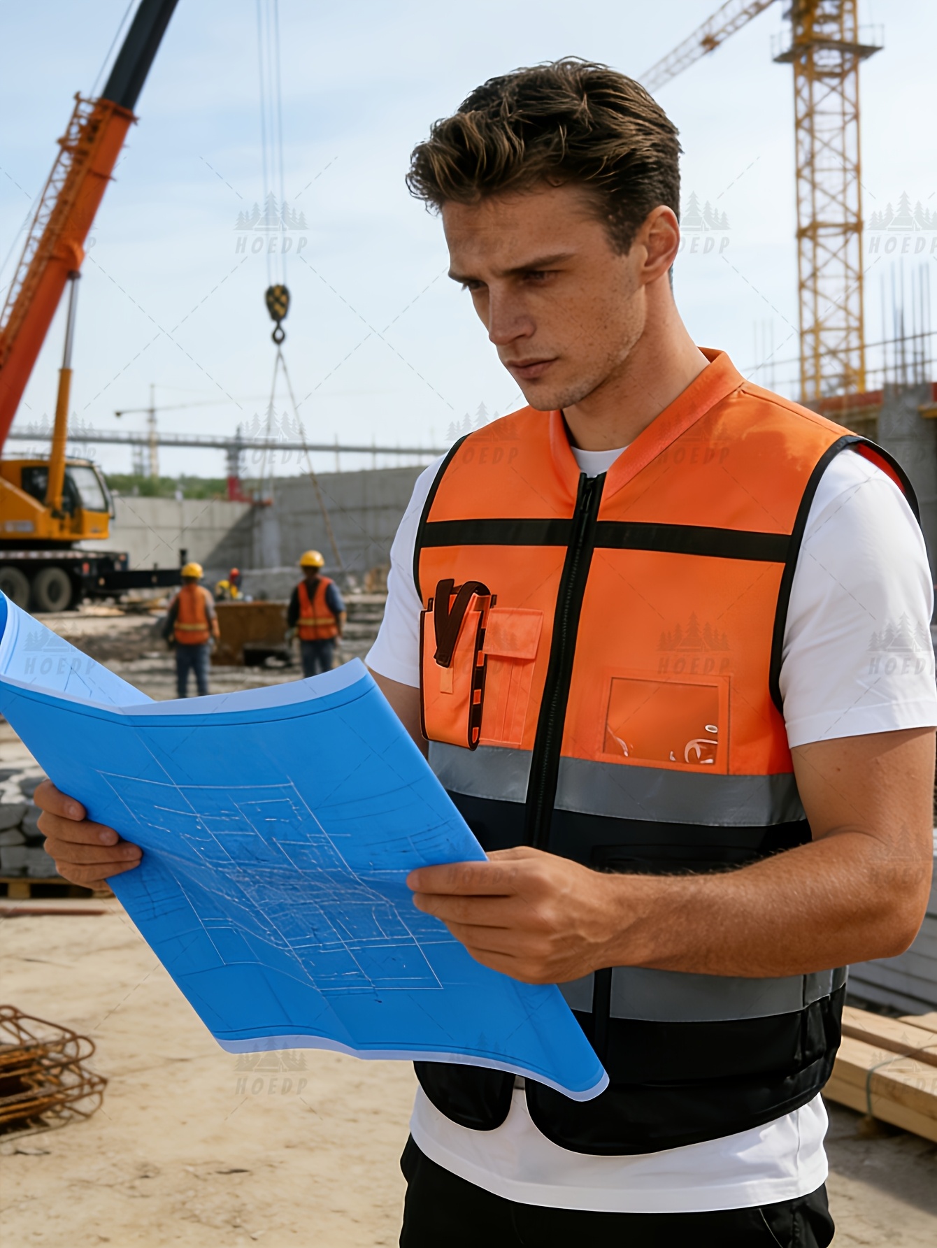   round neck multi pocket tooling vest unisex duty wind storage vest traffic driving work jacket