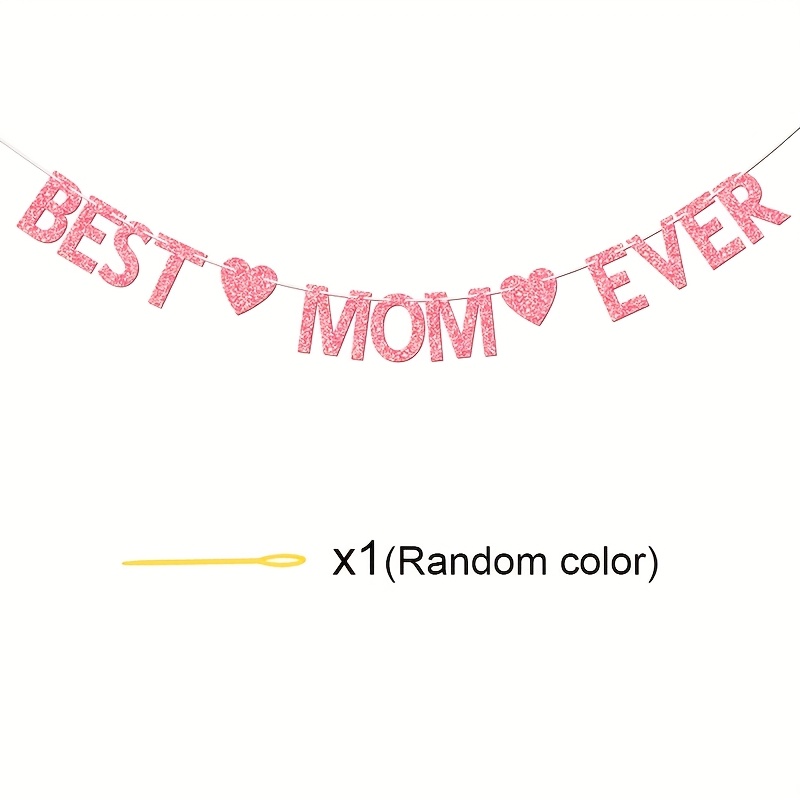 Image of 1pc Glitter Ever Banner, Banner, For Birthday Happy Mother's Day/mother's Day Party Decoration, Plastic Needle Color At Random