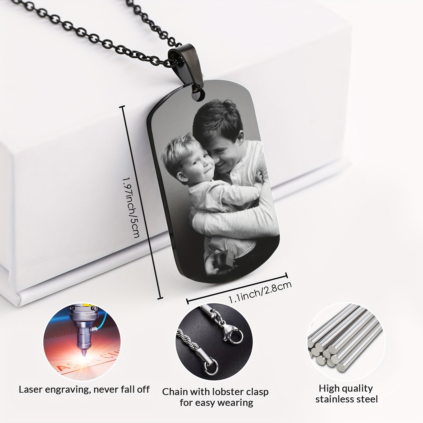 mens personalized laser engraved stainless steel military Temu