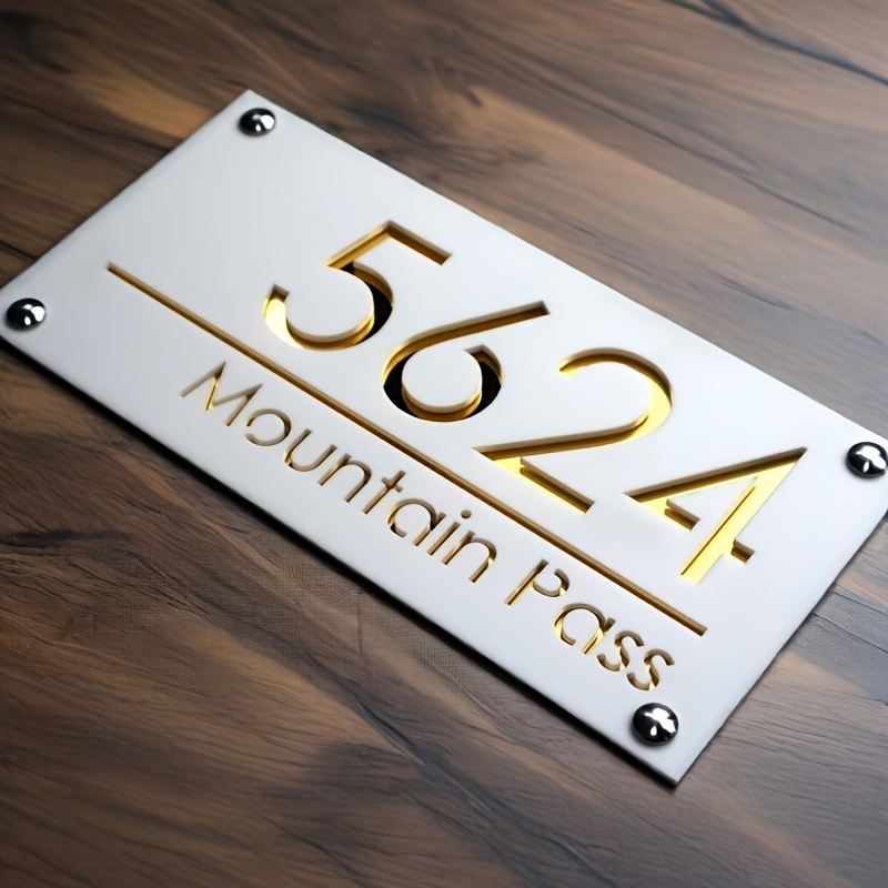 TEMU Custom Acrylic Address Plaque - Personalized Indoor/outdoor Name, 10cm X 20cm Address And House Number, Ideal…: retailer-supplied image