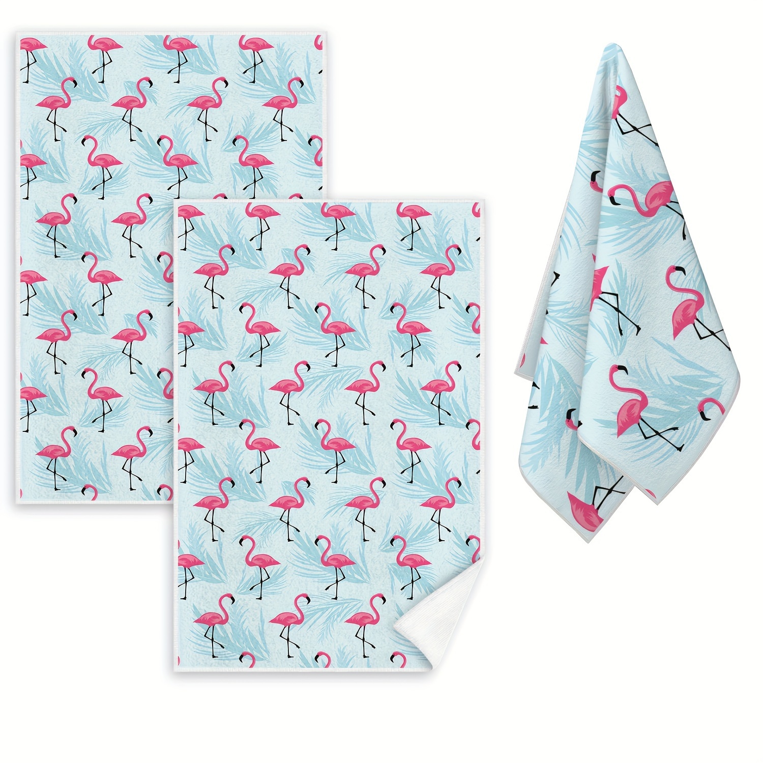 

Flamingo-themed Microfiber Kitchen Towels 2-piece - Ultra Absorbent, Quick-dry Dish Cloths For Cooking & Cleaning, Machine Washable
