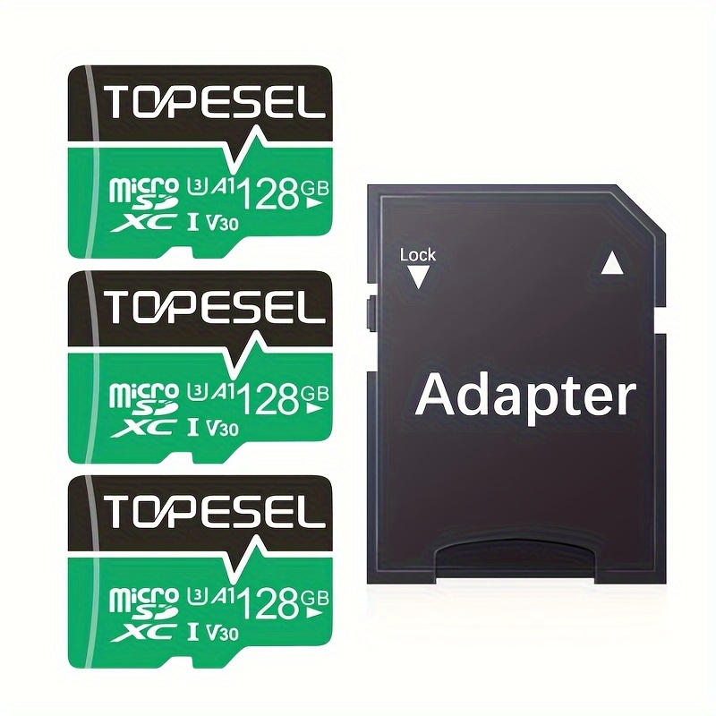 

Batch 1/3/10 128gb With Sd Adapter Ultra-micro Sdxc Sd Card Tf Card Memory Card Green Suitable For Tablet Pc, Smart Phone, Dashcam, Camera, Display, High-speed Flash Memory Card