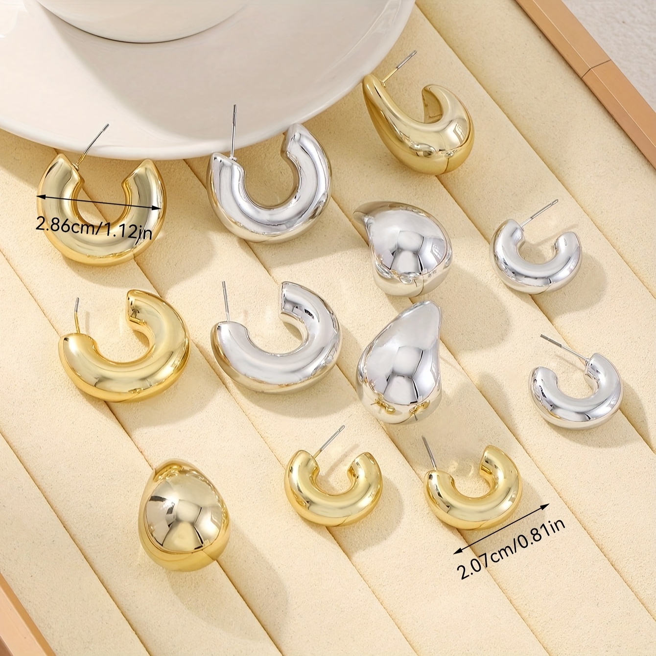 6pcs Teardrop Earrings Set Lightweight CCB Material Stylish All Season