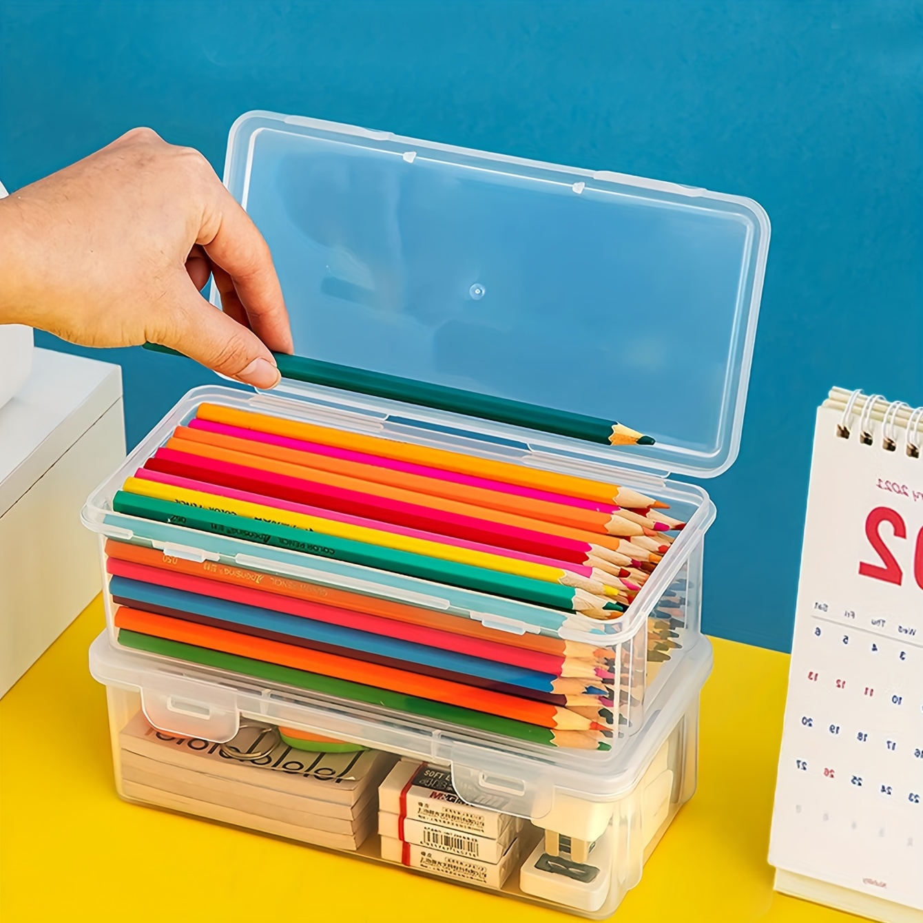 

1pc Translucent Pencil Case: Big Capacity & Frosted Design - Perfect For School Supplies, Pencil Case, Practical Convenient Storage Box