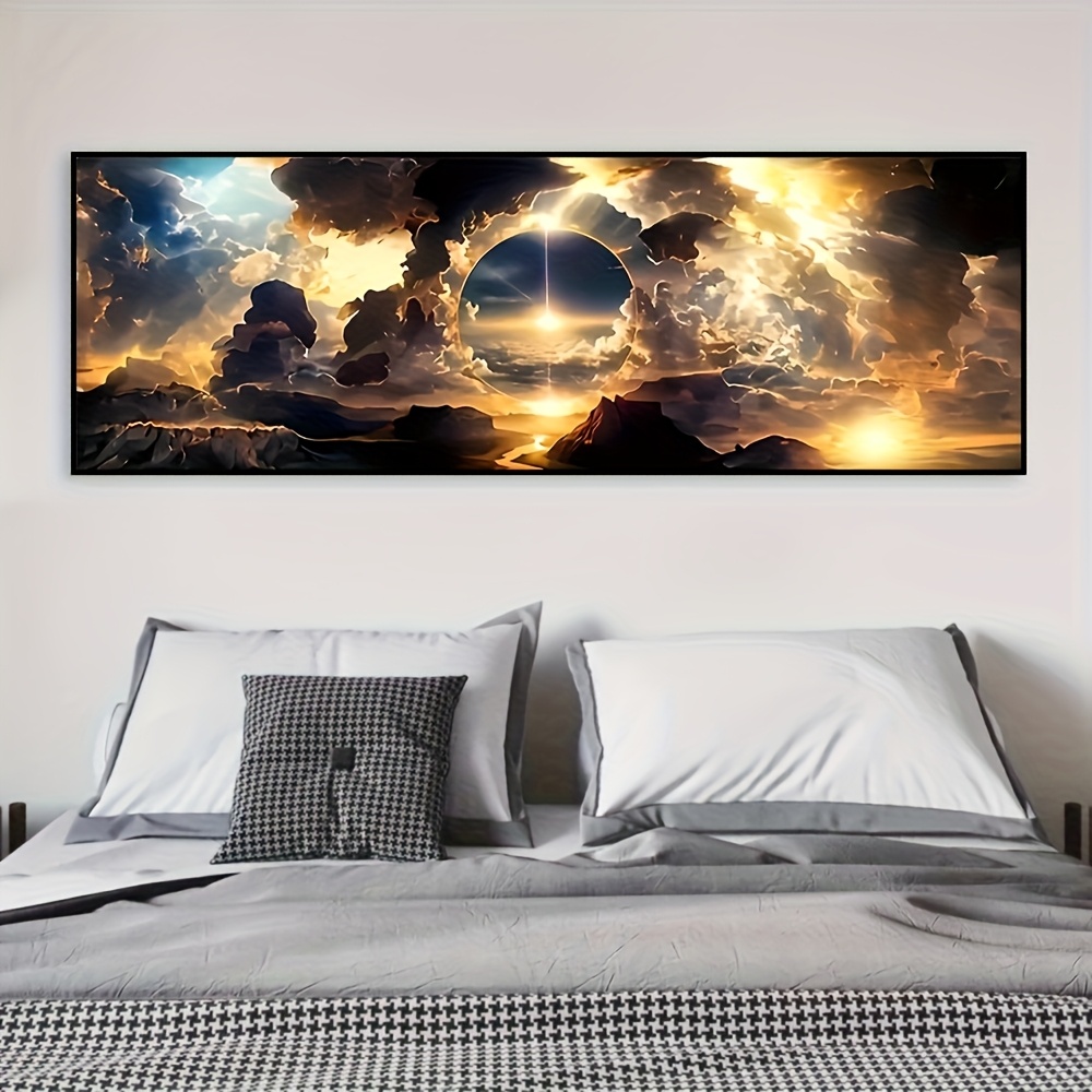 TEMU 1 Set Of Knitting, Large-size - Painting Kit, Diy - Embroidery Set, Full Embroidery, Sky Landscape Pattern - Kit Printed On Canvas For Home