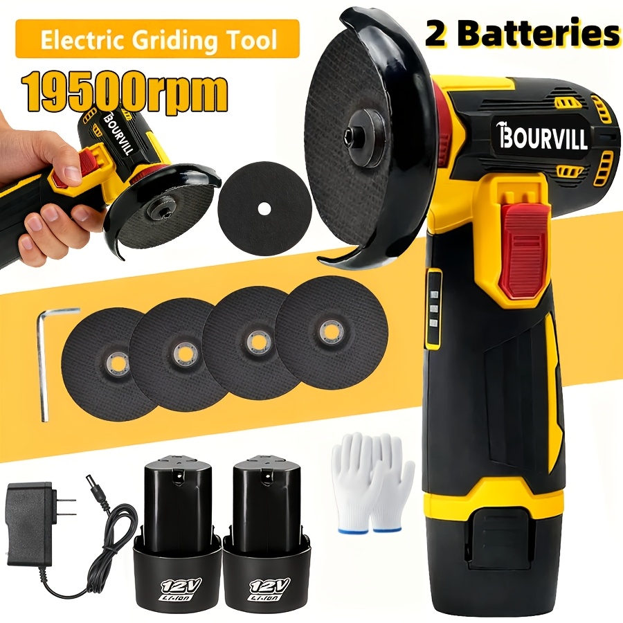 TEMU Rechargeable Mini Angle Grinder With A 12v Cordless Lithium Battery, Ideal For Home Use. Compact, Portable, And Multifunctional, Perfect For